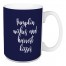 Pumpkin Wishes And Harvest Kisses in Navy 15 oz Mug