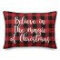 Believe In The Magic Of Christmas in Buffalo Check Plaid 14x20 Spun Poly Pillow