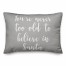 You're Never To Old To Believe In Santa in Gray 14x20 Spun Poly Pillow