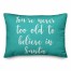 You're Never To Old To Believe In Santa in Teal 14x20 Spun Poly Pillow