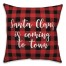 Santa Claus Is Coming To Town in Buffalo Check Plaid 18x18 Spun Poly Pillow
