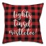 Lights, Tinsel, Mistletoe in Buffalo Check Plaid 18x18 Spun Poly Pillow