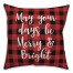 May Your Days Be Merry & Bright in Buffalo Check Plaid 18x18 Spun Poly Pillow