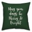 May Your Days Be Merry & Bright in Dark Green 18x18 Spun Poly Pillow