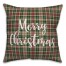 Merry Christmas in Tartan Plaid 18x18 Spun Poly Pillow