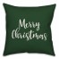 Merry Christmas in Dark Green 18x18 Spun Poly Pillow