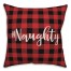 #Naughty in Buffalo Check Plaid 18x18 Spun Poly Pillow