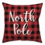 North Pole in Buffalo Check Plaid 18x18 Spun Poly Pillow