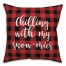 Snowmies in Buffalo Check Plaid 18x18 Spun Poly Pillow
