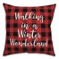 Walking In A Winter Wonderland in Buffalo Check Plaid 18x18 Spun Poly Pillow
