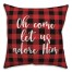Oh Come Let Us Adore Him in Buffalo Check 18x18 Spun Poly Pillow Cover