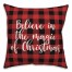 Believe In The Magic Of Christmas in Buffalo Check Plaid 18x18 Spun Poly Pillow Cover
