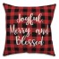 Joyful, Merry & Blessed in Buffalo Check Plaid 18x18 Spun Poly Pillow Cover