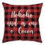 Hohoho And  A Cup O' Cocoa in Buffalo Check Plaid 18x18 Spun Poly Pillow Cover