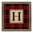 Red Plaid Monogram 12x12 Personalized Framed Wood Print