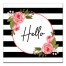 Hello Floral Stripes Canvas Wall Art