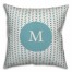 Blue Petal Pattern Monogram 18x18 Personalized Spun Poly Pillow
