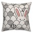 Black and White Egg Hunting Bunny 16x16 Spun Poly Pillow
