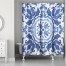 Blue Damask Tile 71x74 Shower Curtain