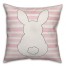 Pink Watercolor Stripes Bunny Silhouette Pillow