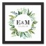 Greenery Wreath Monogram 12x12 Personalized Black Framed Canvas
