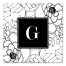 Black Sketched Floral Monogram 16x16 Personalized Canvas Wall Art
