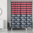 Whales and Stripes 71x74 Shower Curtain
