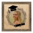 Gray Graduation Laurel Wreath 12x12 Personalized Framed Wood Print