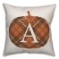 Plaid Pumpkin Monogram - A 18x18 Spun Poly Pillow