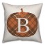 Plaid Pumpkin Monogram - B 18x18 Spun Poly Pillow