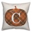 Plaid Pumpkin Monogram - C 18x18 Spun Poly Pillow