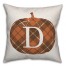 Plaid Pumpkin Monogram - D 18x18 Spun Poly Pillow