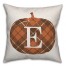 Plaid Pumpkin Monogram - E 18x18 Spun Poly Pillow