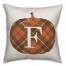 Plaid Pumpkin Monogram - F 18x18 Spun Poly Pillow