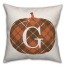 Plaid Pumpkin Monogram - G 18x18 Spun Poly Pillow