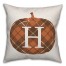 Plaid Pumpkin Monogram - H 18x18 Spun Poly Pillow