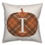 Plaid Pumpkin Monogram - I 18x18 Spun Poly Pillow