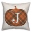 Plaid Pumpkin Monogram - J 18x18 Spun Poly Pillow