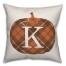 Plaid Pumpkin Monogram - K 18x18 Spun Poly Pillow