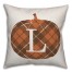 Plaid Pumpkin Monogram - L 18x18 Spun Poly Pillow