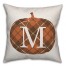 Plaid Pumpkin Monogram - M 18x18 Spun Poly Pillow