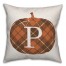 Plaid Pumpkin Monogram - P 18x18 Spun Poly Pillow