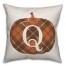 Plaid Pumpkin Monogram - Q 18x18 Spun Poly Pillow