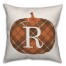 Plaid Pumpkin Monogram - R 18x18 Spun Poly Pillow