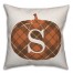 Plaid Pumpkin Monogram - S 18x18 Spun Poly Pillow