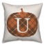 Plaid Pumpkin Monogram - U 18x18 Spun Poly Pillow