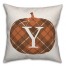 Plaid Pumpkin Monogram - Y 18x18 Spun Poly Pillow