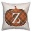 Plaid Pumpkin Monogram - Z 18x18 Spun Poly Pillow