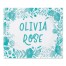 Teal Personalized Floral 30x40 Tapestry