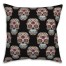 Floral Sugar Skull Pattern 18x18 Spun Poly Pillow